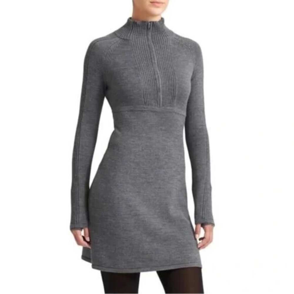 Athleta Olympia Wool Blend Long Sleeve Sweater Dress M Medium Grey Heather